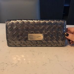LIKE NEW Michael Kors Silver Woven Clutch